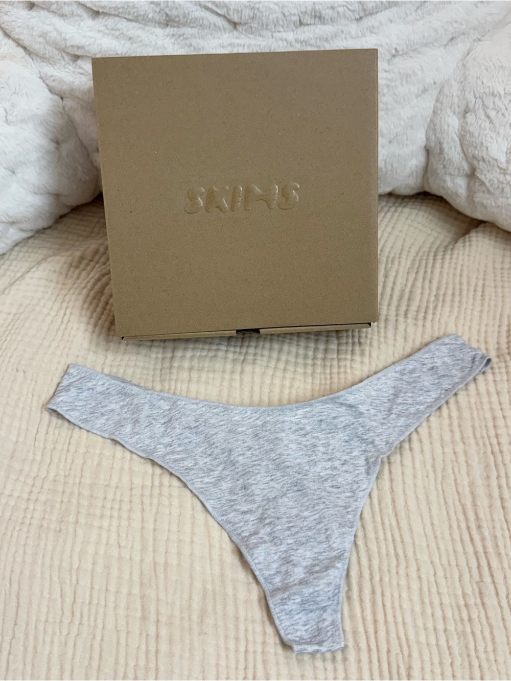 Skims Light Gray Cotton Thong Panty Size Medium